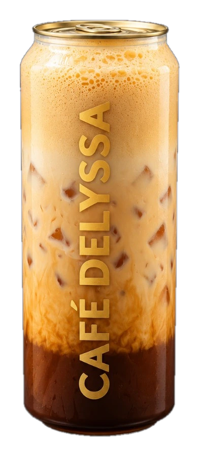Canette transparente Café Delyssa, boisson glacée en couches